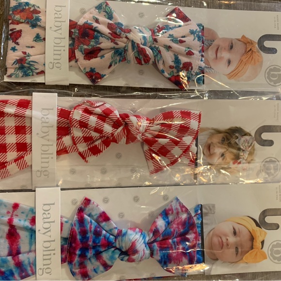 Baby Bling Other - Baby Bling Bows Red Prints New Knots Bundle